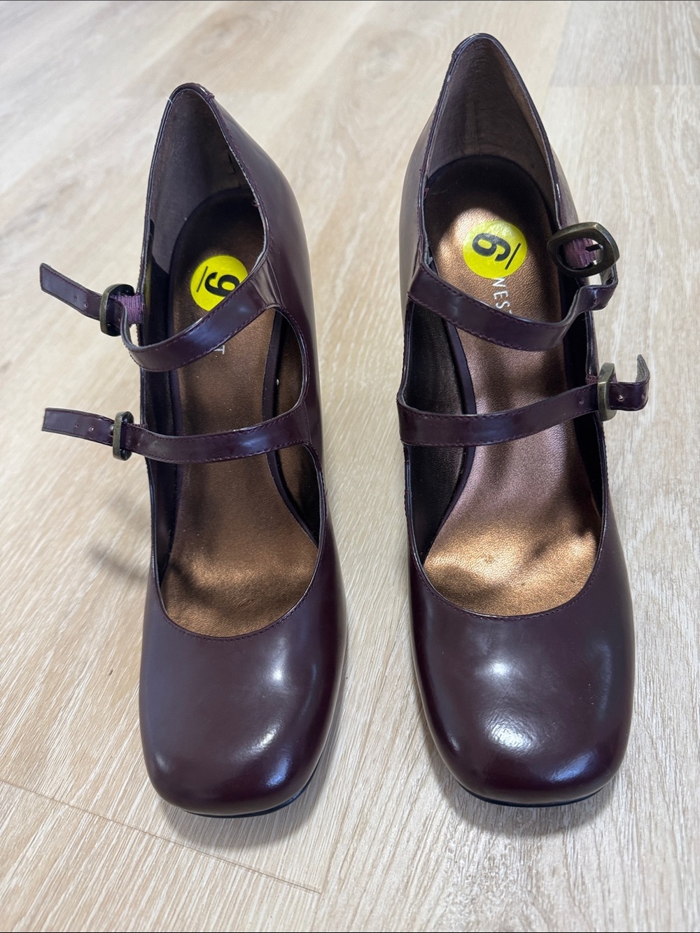 Nine West Double-Strap Mary Jane Pumps in Plum